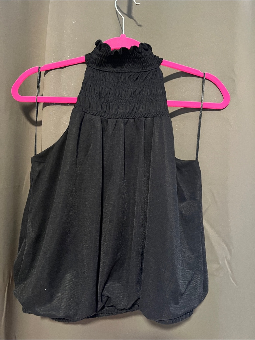 Express Black Smocked High-Neck Tank